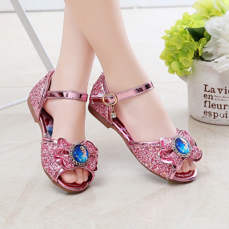 Dép quai hậu bé gái họa tiết công chúa Elsa da mềm cho bé từ 3-15 tuổi màu Hồng và Xanh size 26-36 mẫu mới 2022 Sandal