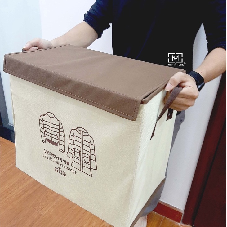 THÙNG VẢI BỐ CÓ NẮP  VÀ QUAI XÁCH ĐỰNG ĐÔ ĐA NĂNG HÀN QUỐC - BIG BAG - ORI NỘI THẤT HÀN QUỐC