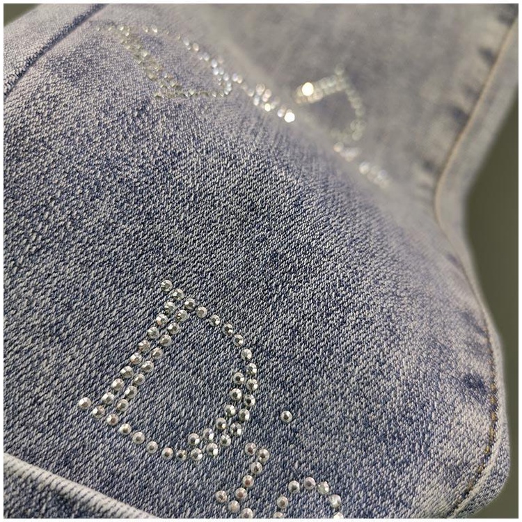 Quần Jean Dáng Ôm Đính Kim Cương Màu Xanh Dương Thời Trang Mùa Thu Mới 2022