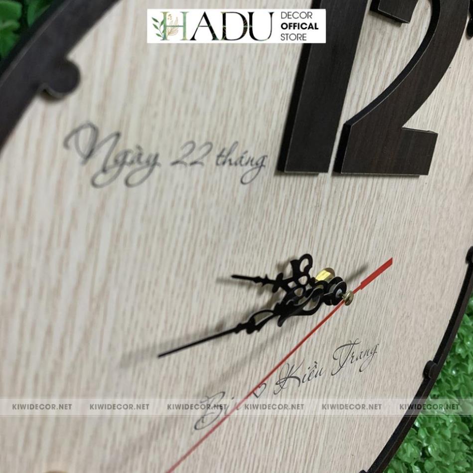 Đồng Hồ Treo Tường Vintage Sáng Tạo Độc Đáo, Khắc Tên và Ngày Sinh - HaduDecor