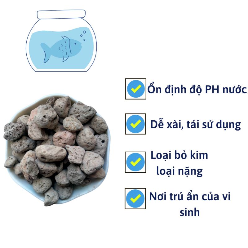 Đá nham thạch lông vũ, lọc bể cá 100gram