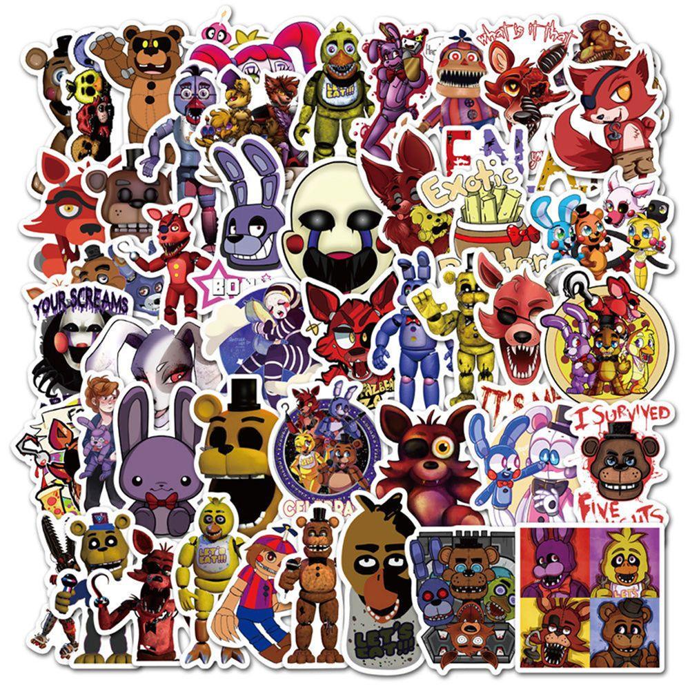 Bộ 50 Miếng Dán PVC Hình Five Nights At Freddy Trang Trí Nhật Ký / Điện Thoại / Máy Tính Bảng DIY