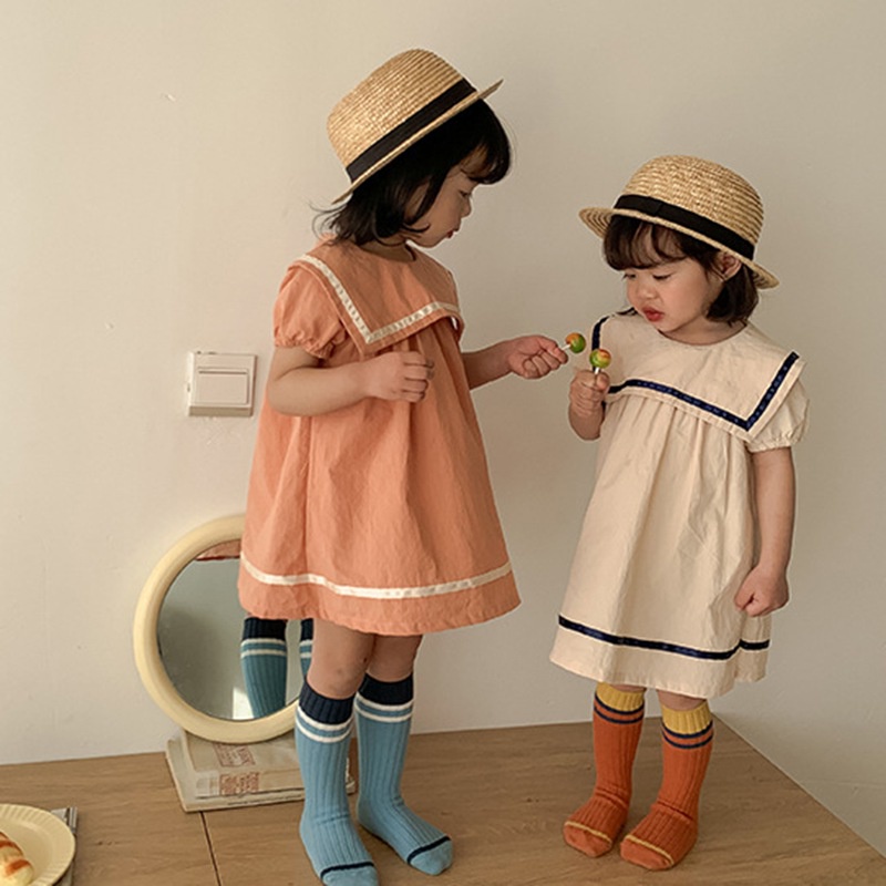 Đầm cổ bẻ phong cách Hàn Quốc thời trang hè cho bé gái
