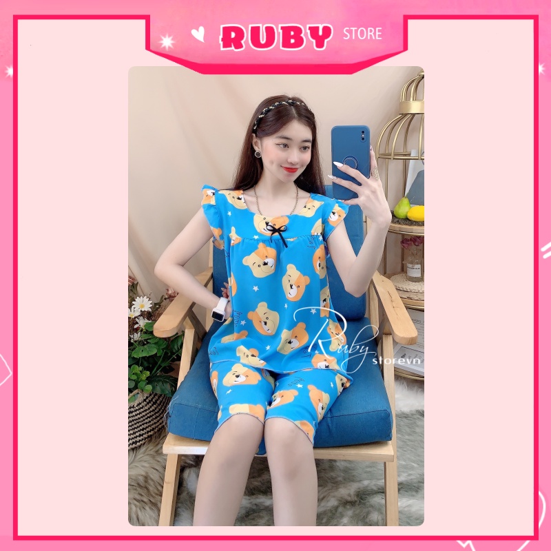 Đồ bộ nữ mặc nhà in GẤU dễ thương Free Size Dưới 47KG, chất kate mềm mịn mát ❤ Rubystorevn