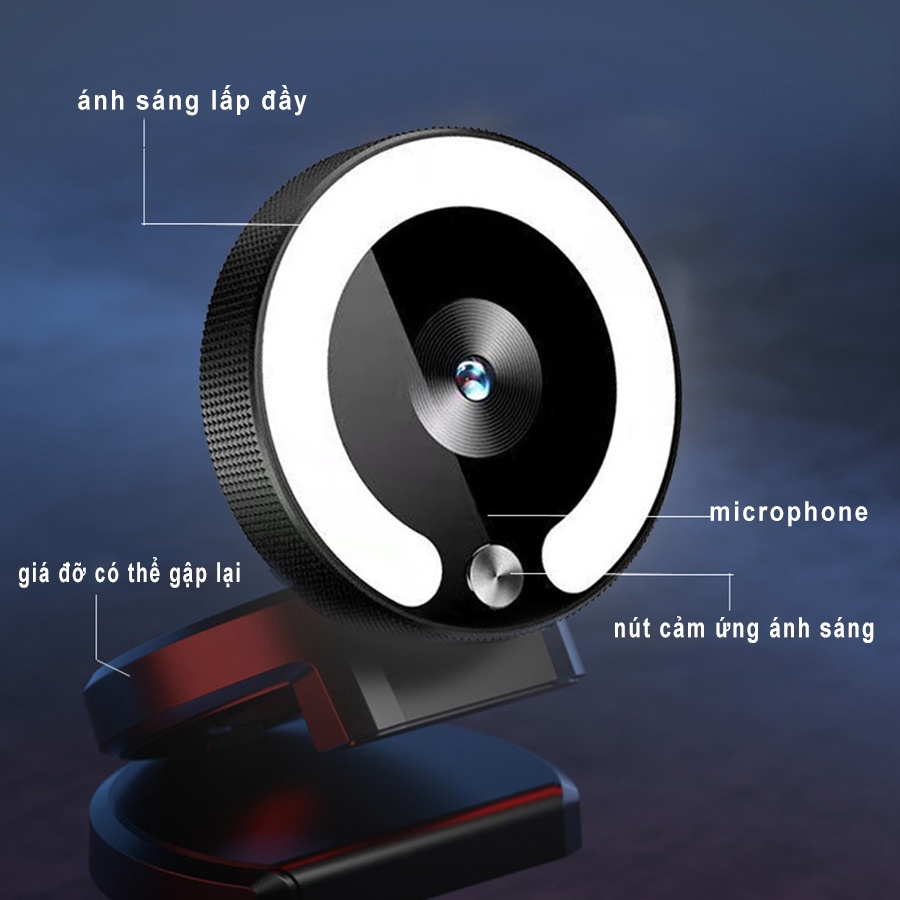 Webcam máy tính có mic full HD 1080P 4K 2K siêu nét dùng cho pc laptop - Thích hợp livestream, học tập, giảng bài...