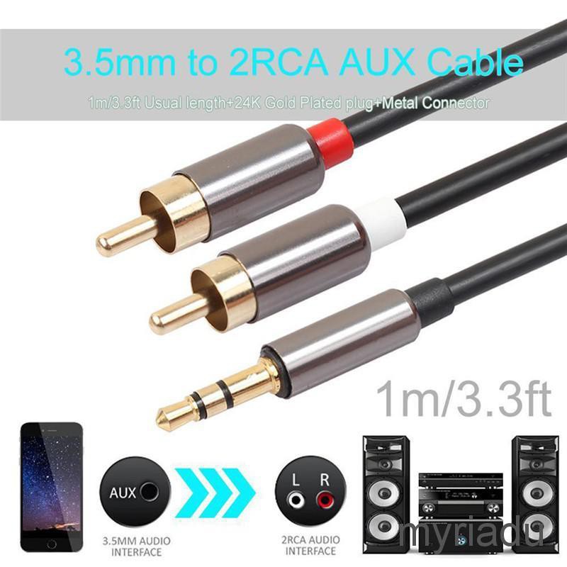 Cáp Chuyển Đổi Âm Thanh Từ Đầu Cắm 3.5mm Sang 2 Rca Cao Cấp