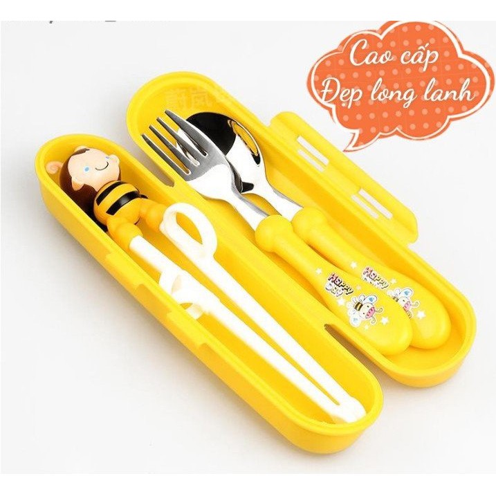 [Set 4 Món] Bộ Dụng Cụ Tập Ăn Cho Bé BABY SUSHI Hàn Quốc,Thìa Dĩa Đũa Tập Ăn