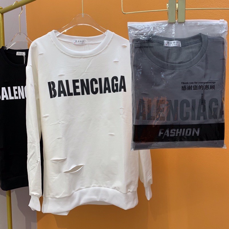 [Ảnh thật] Áo nỉ balenciaga rách cực chất, áo nỉ đôi nam nữ freesize | BigBuy360 - bigbuy360.vn