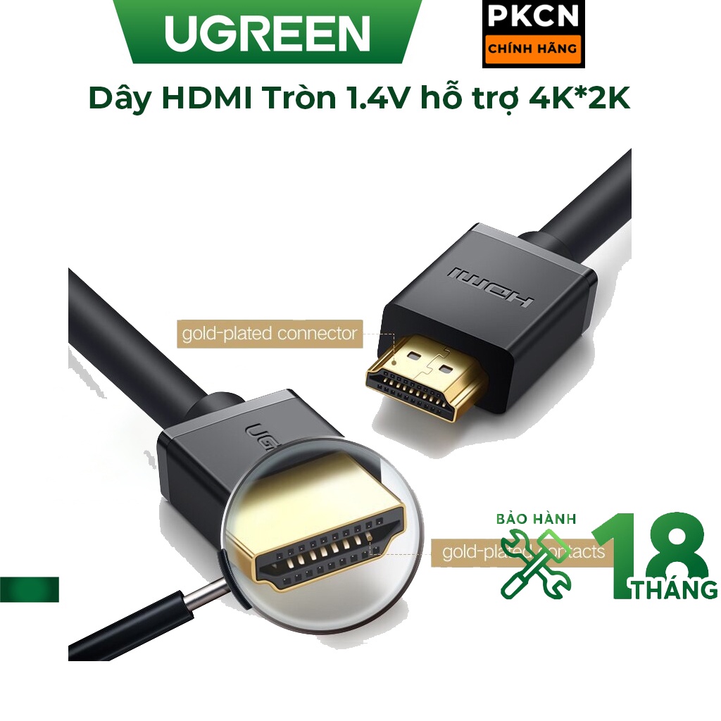 Cáp HDMI tròn dài 2M cao cấp hỗ trợ Ethernet 4K 2K HDMI chính hãng Ugreen UG-10107 Hàng Chính Hãng