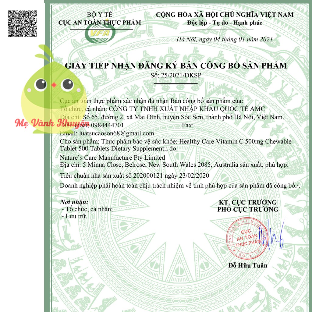 Vitamin C cho người từ 2 tuổi trở lên Healthy Care Vitamin C 500mg, Úc (500v) | Thế Giới Skin Care