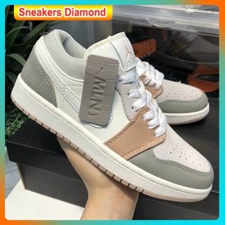 [ Jordan milan cổ thấp ] Giày thể thao và sneaker nam nữ xám viền cam
