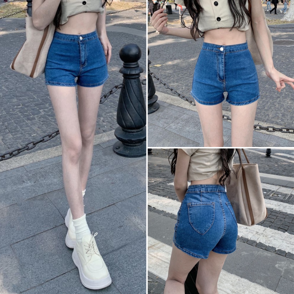 Quần jeans nữ, quần short jeans ngắn basic màu xanh đủ size S M L SKUQ-18A
