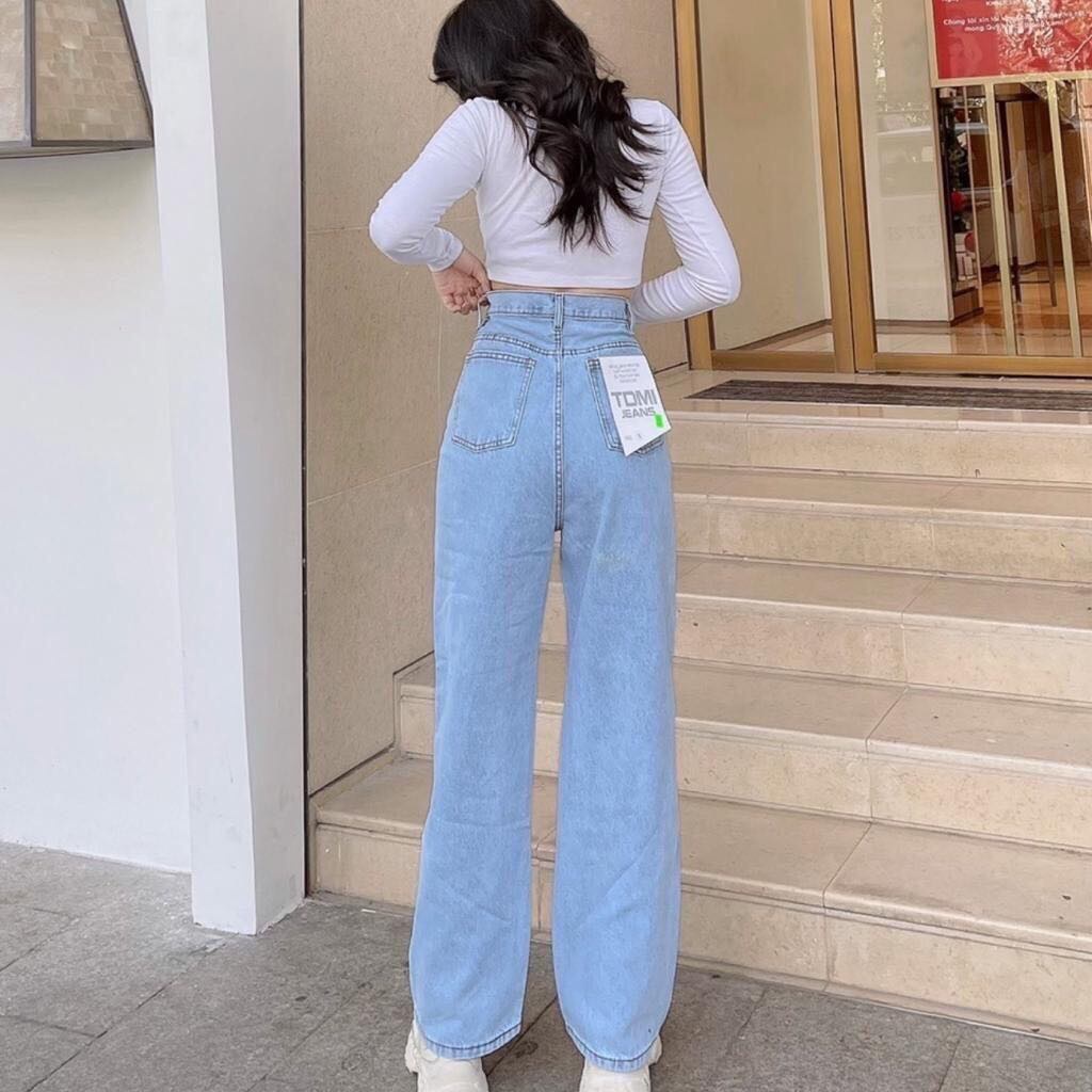 Quần jean ống rộng nữ ❤️ Quần bò nữ lưng cao dáng suông chất mềm mại - CAPRI STORE 3132 | BigBuy360 - bigbuy360.vn