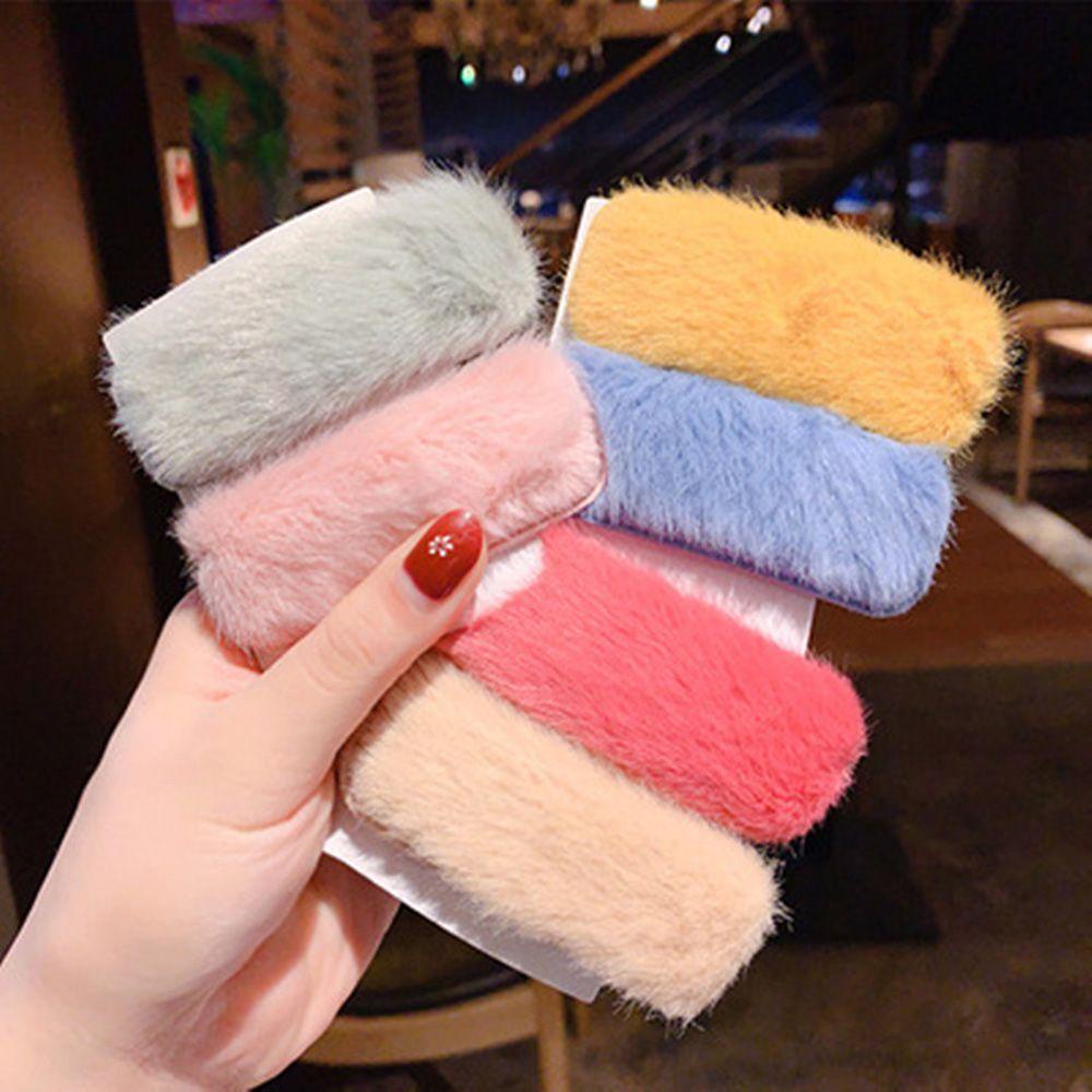 Kẹp Tóc Lông Nhung Mềm Mại Thiết Kế Hình Học Dễ Thương