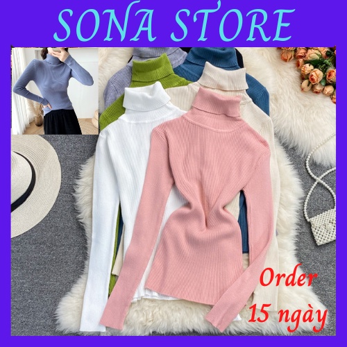 Áo len cổ lọ nữ gân dệt kim dáng ôm body dài tay chất đẹp mềm mịn sang chảnh tiểu thư bánh bèo hàng quảng châu cao cấp