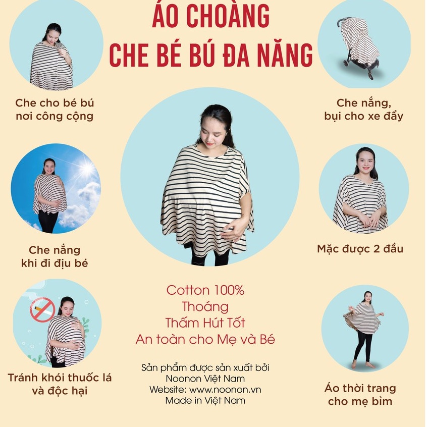 Áo Choàng Cao Cấp Đa Năng Che Cho Bé Bú Nơi Công Cộng