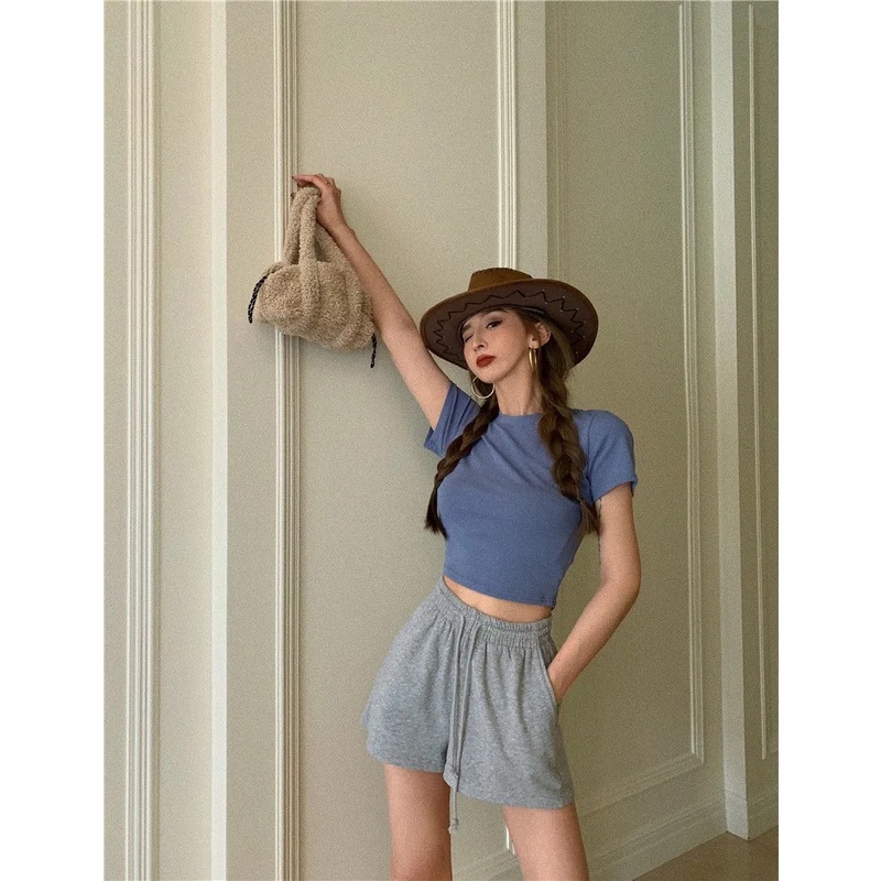 Quần short BH nữ ống rộng màu trơn thời trang thường ngày phong cách Hàn Quốc