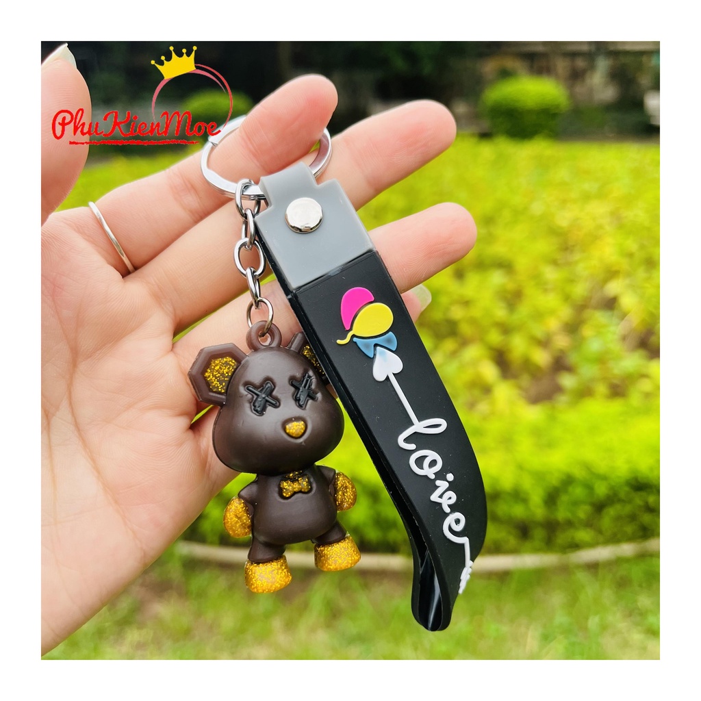 Móc chìa khóa Gấu Bear, móc chìa khóa treo điện thoại, balo, ... nhựa PVC đơn giản PhuKienMoe