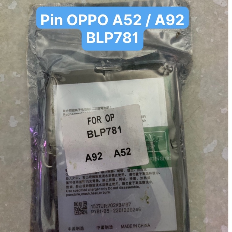 Pin oppo A52 / oppo A92 / BLP781 / pin zin 5000mAh có bảo hành