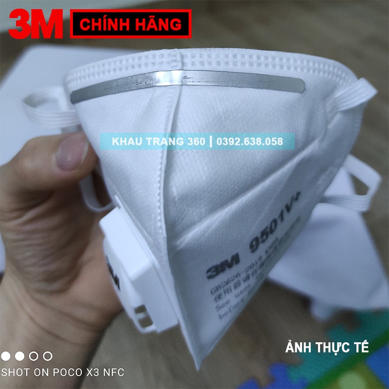 (1 Chiếc) Khẩu Trang Cao Cấp 3M 9501V+ [Chính Hãng] Có Van Thở, Khẩu Trang Chống Bụi Mịn PM 0.3, PM 2.5, Vi Khuẩn.