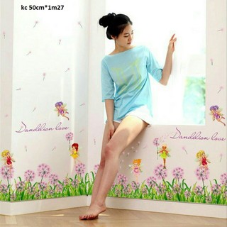 Decal dán tường hàng rào hoa tím