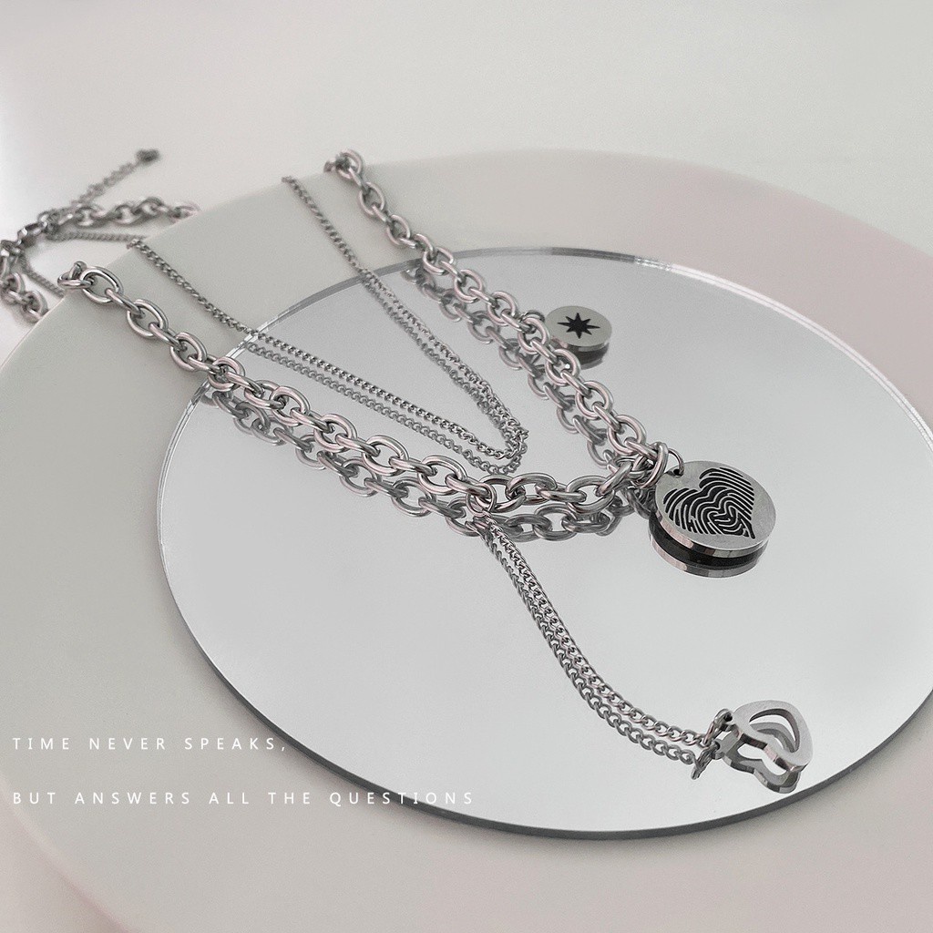 vòng cổ Hai Lớp Mặt Tròn Phong Cách Hip Hop Âu Mỹ Sang Trọng