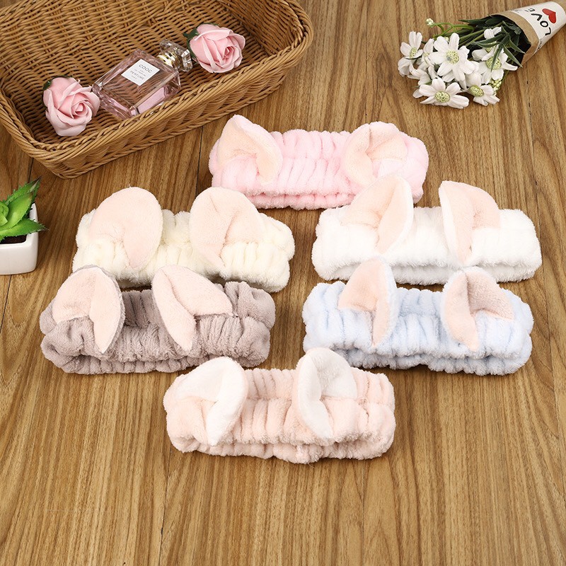 Băng đô rửa mặt cute  Bờm tai thỏ tai mèo 3D trang điểm dễ thương [Giao màu ngẫu nhiên]