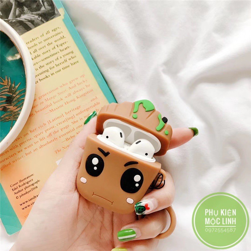 ☘️Tặng kèm móc treo☘️Case Airpod 1 2- Vỏ bao bọc Baby Groot Cover đựng tai nghe không dây Airpods Avengers