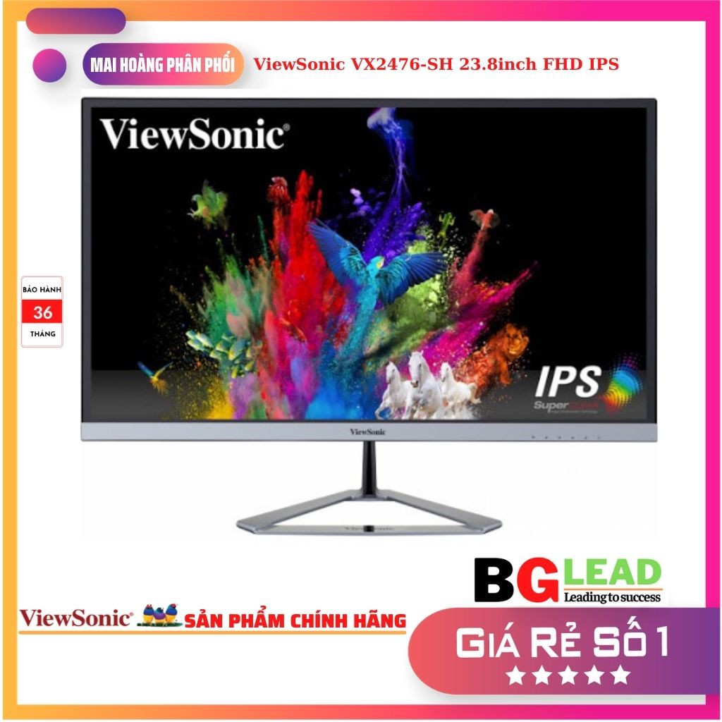 Màn hình ViewSonic VX2476-SH 23.8inch FHD IPS - Sản phẩm chính hãng do Mai Hoàng nhập khẩu, phân phối và bảo hành