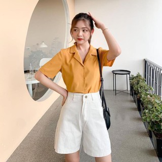 Áo Sơ Mi Nữ Tay Ngắn Phong Cách Hàn Quốc Siêu Xinh, Áo Sơ Mi Cổ Danton Hàng Thiết Kế