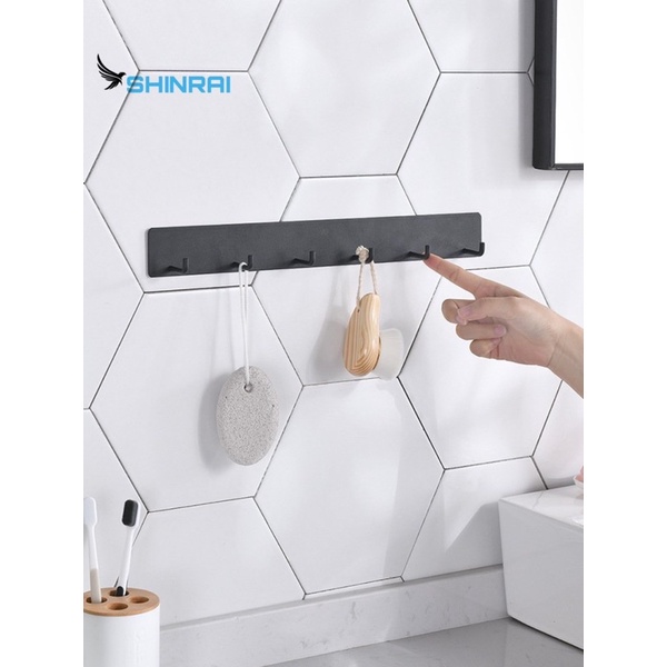 Móc Treo Đồ - Móc Áo INOX SUS304 Đen Titanium Dán Tường 6 Trấu Hàng Cao Cấp