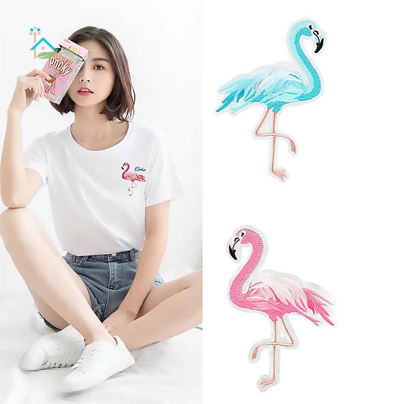 NU Garment Accessories Embroidered Edge Small Fresh Flamingos Embroidery Cloth Stickers Sew Patches DIY Subsidies .vn