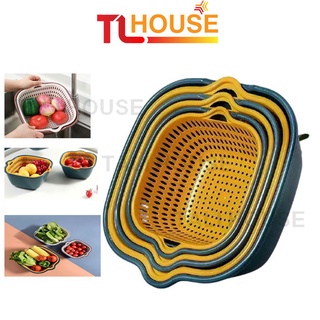 Bộ 3 thau rổ nhựa hình vuông tiện lợi, set 6 món rổ kèm chậu rửa trái cây – TALI HOUSE