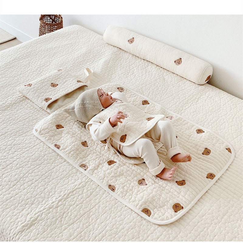 Đệm Cotton Tinh Khiết Chống Nước Thay Đổi Được Di Động Cho Bé Sơ Sinh