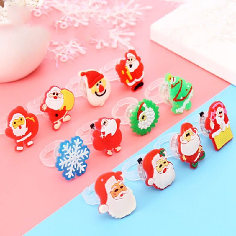 Set 50 Nhẫn Silicon Mềm Phát Sáng Hình Ông Già Noel