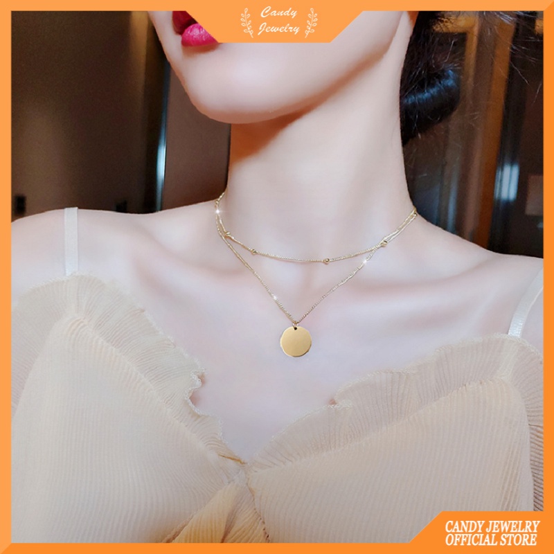 MANYUE Set 2 Vòng cổ Mặt Đồng Xu Thời Trang Hàn Quốc