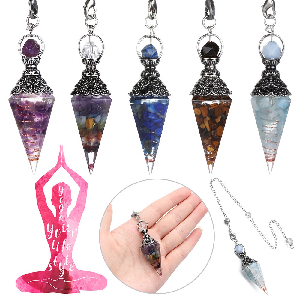 Chakra Chữa Bệnh OKDEALS|Dây Chuyền Mặt Hình Lục Giác|Con Lắc Làm Từ Đá Reiki