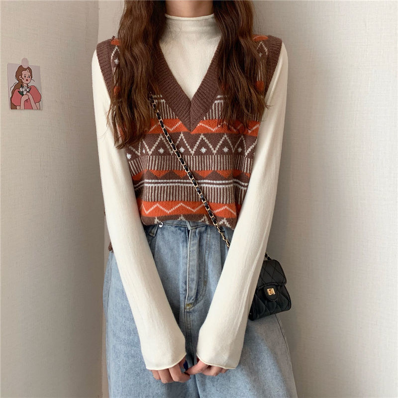 Áo Sweater Không Tay Cổ Chữ V Thời Trang Thu Đông 2020 Cho Nữ