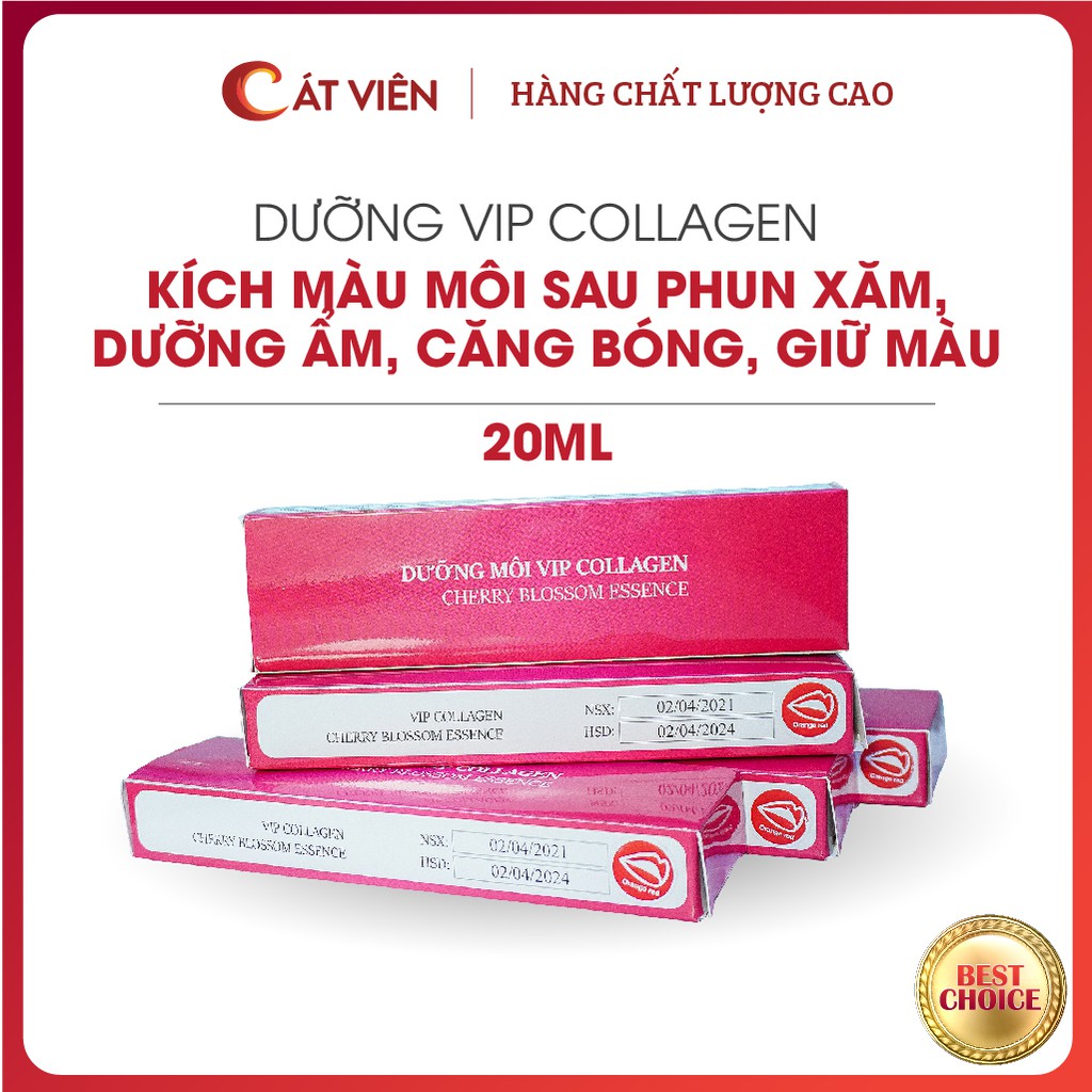 Son dưỡng kích màu môi Vip Collagen, sử dụng sau xăm môi, giảm thâm, căng bóng, giữ màu môi hồng tự nhiên