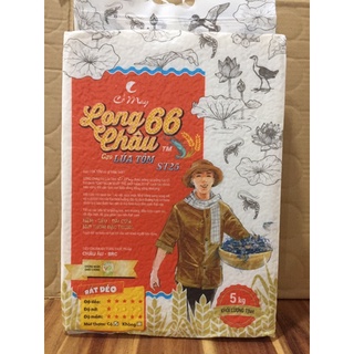 Gạo long châu 66 lúa tôm - gạo st25 - - gạo thơm mềm dẻo dai cơm - túi 5kg