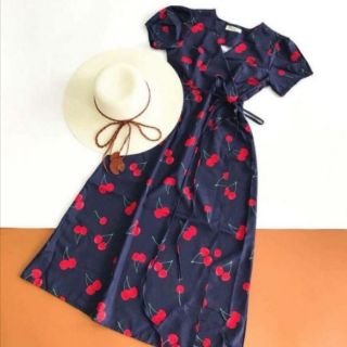 Đầm cherry xanh đen form dài( Kèm ảnh thật)