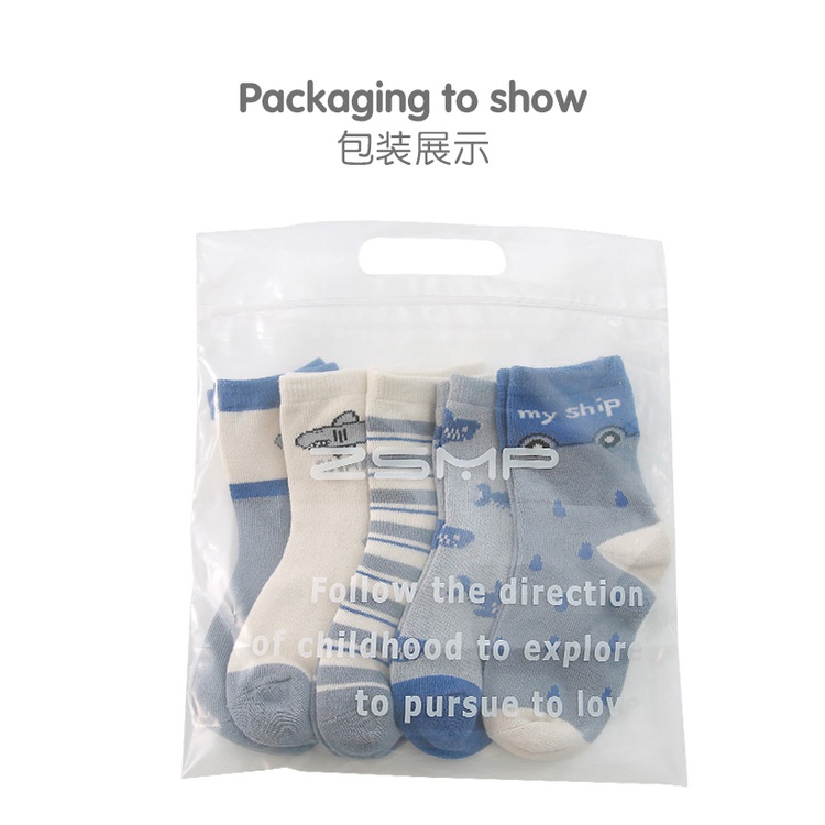 Set 5 đôi tất KOKOROCARE MSW-39 họa tiết cá mập hoạt hình thời trang size S- L cho bé 1- 8 tuổi