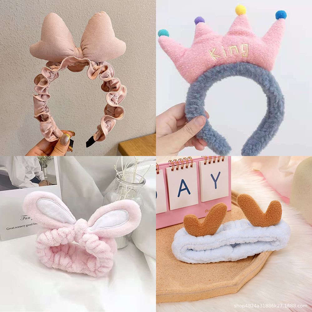 Băng đô cài tóc rửa mặt phủ lông co giãn chống trượt kiểu Hàn Quốc cho bạn gái