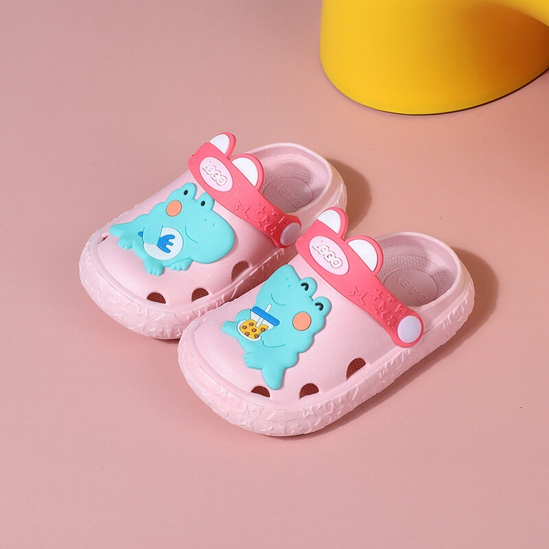 Dép crocs AMILA bít mũi đục lỗ chống trượt in hình khủng long hoạt hình cho bé