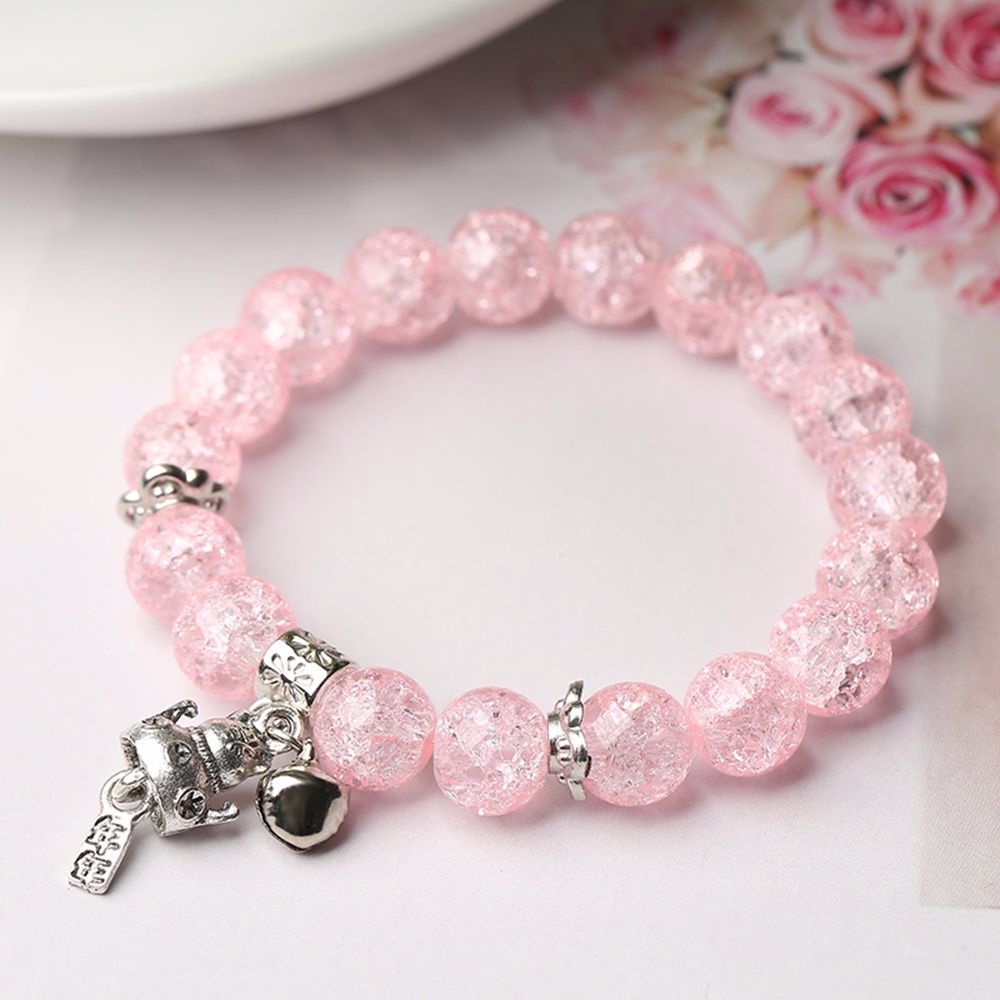 Vòng tay co giãn chuỗi hạt nhiều màu tuỳ chọn gắn mặt mèo may mắn bằng hợp kim dễ thương cho nữ