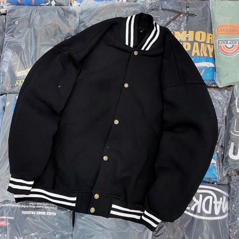 Áo Bomber Basic Đen Trơn Unisex