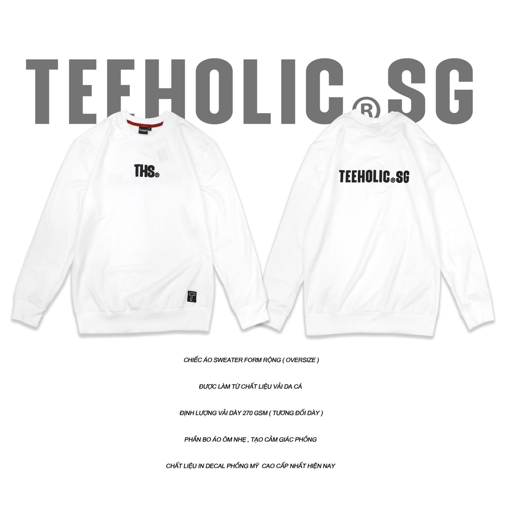 Áo Sweater Unisex TeeHolic Logo In Phồng Nổi THS.SG Màu Đen Trắng