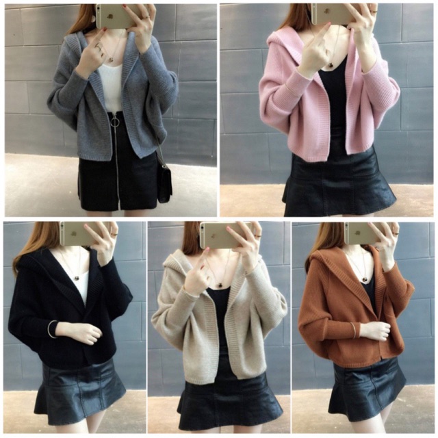 BÁN SỈ ÁO KHOAC LEN MŨ DÁNG NGẮN CHO NỮ | BigBuy360 - bigbuy360.vn