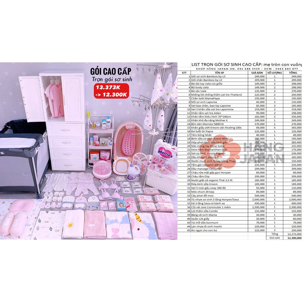 Combo đi sinh từ cơ bản đến VIP cho các mẹ