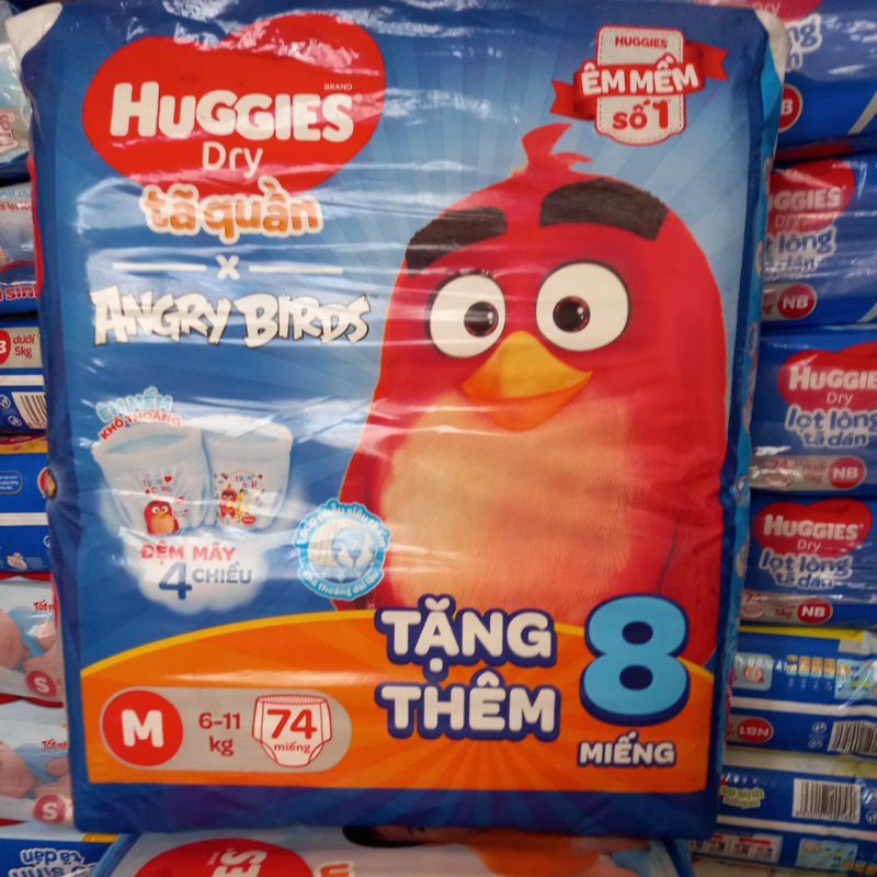 Tã Quần Huggies AngryBirds M74+8 Miếng [HSD 2024]